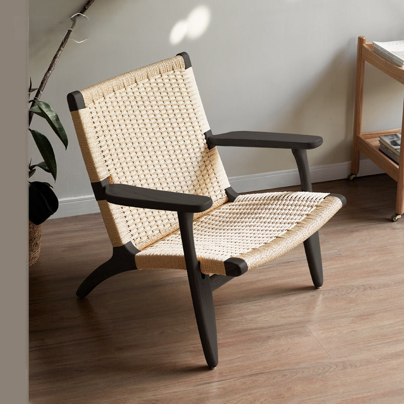 Ash solid wood Armchair Rope weaving )