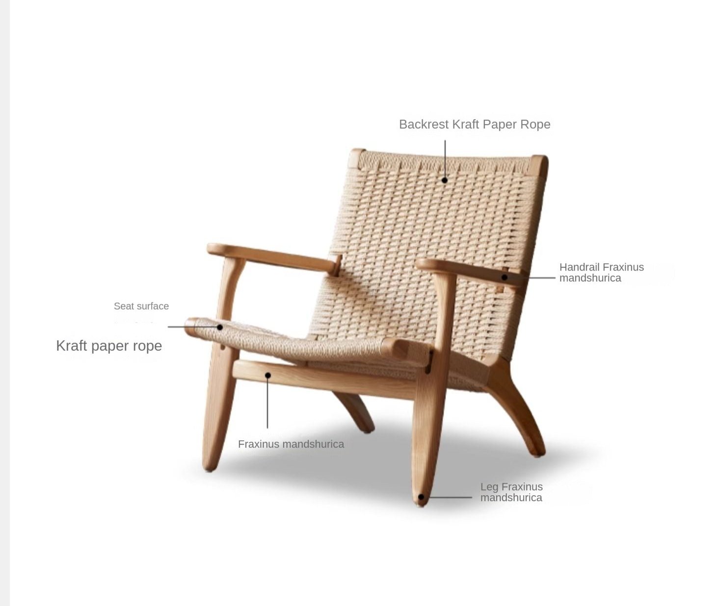 Ash solid wood Armchair Rope weaving )