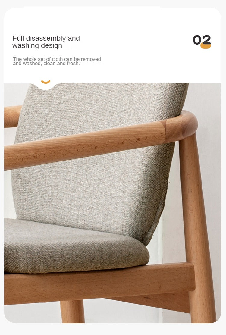 Beech Solid Wood Armchair Nordic)