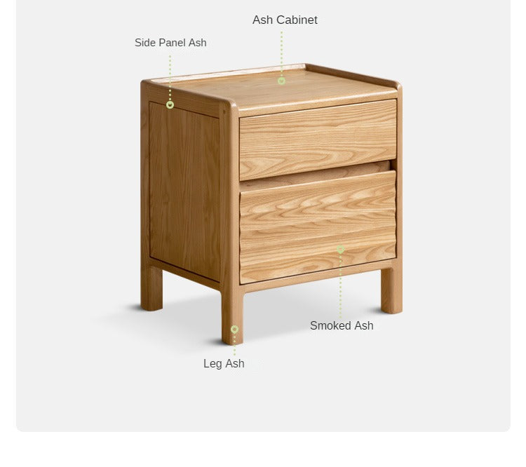 Ash Solid Wood Small Nightstand