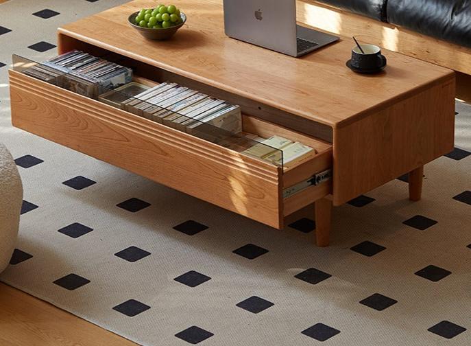 Cherry Wood Coffee Table with Drawer,