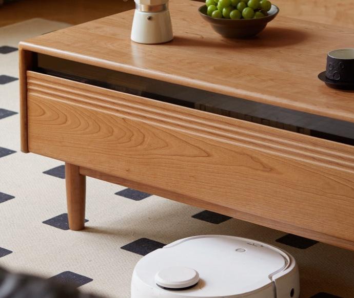 Cherry Wood Coffee Table with Drawer,