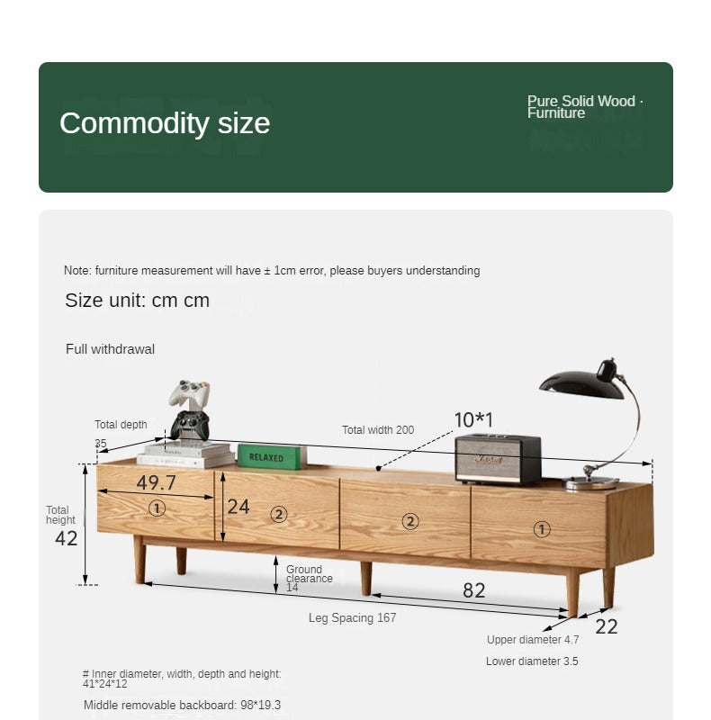 Oak Solid Wood Floor TV Cabinet