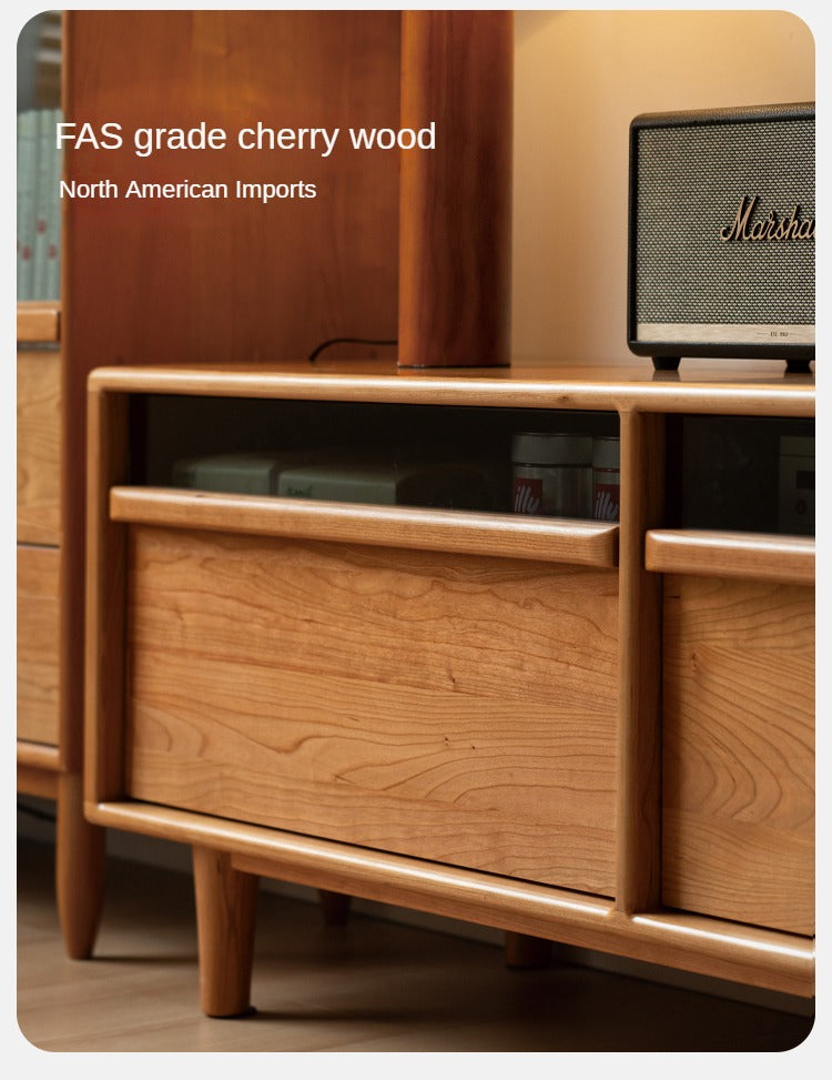 Cherry Solid Wood floor TV Cabinet