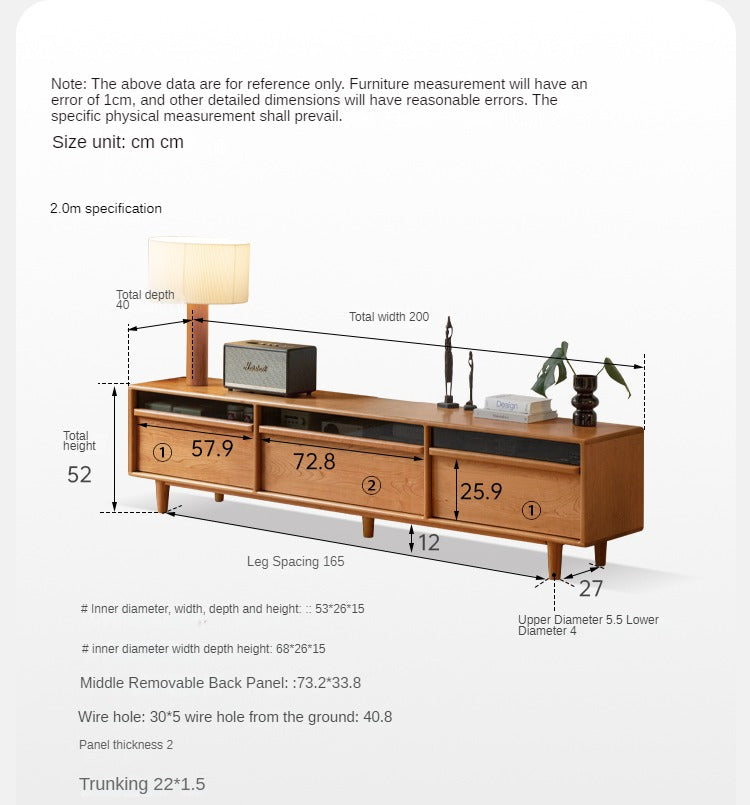 Cherry Solid Wood floor TV Cabinet