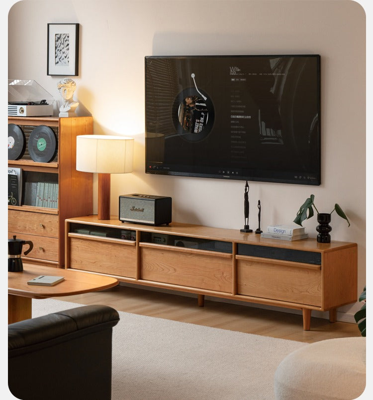 Cherry Solid Wood floor TV Cabinet