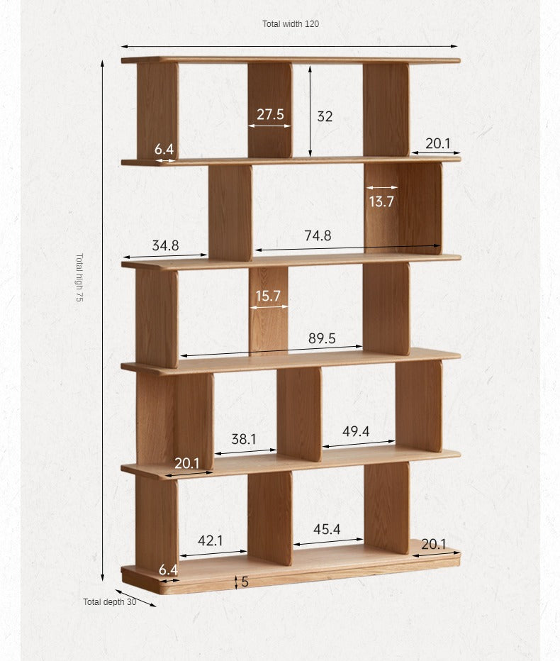 Oak Solid Wood Bookshelf Modern Simple Study Rack