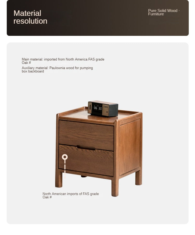 Oak Solid Wood Nightstand Nordic Style