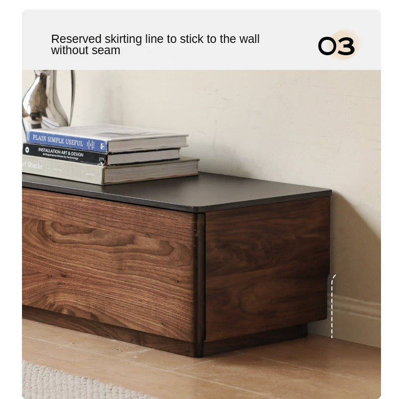 Black Walnut Solid Wood TV Stand Rock Slab: