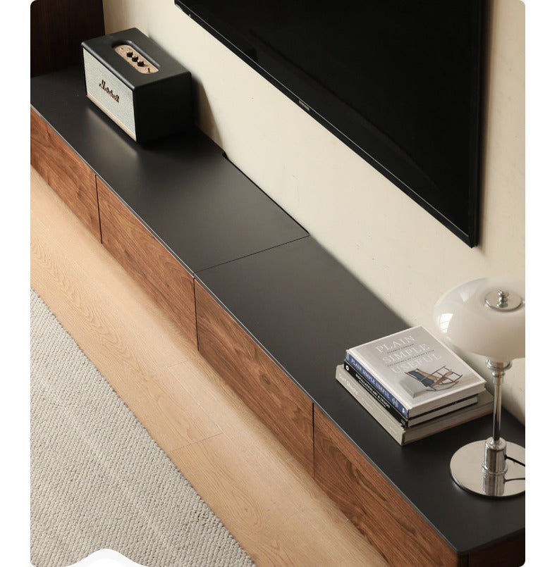 Black Walnut Solid Wood TV Stand Rock Slab: