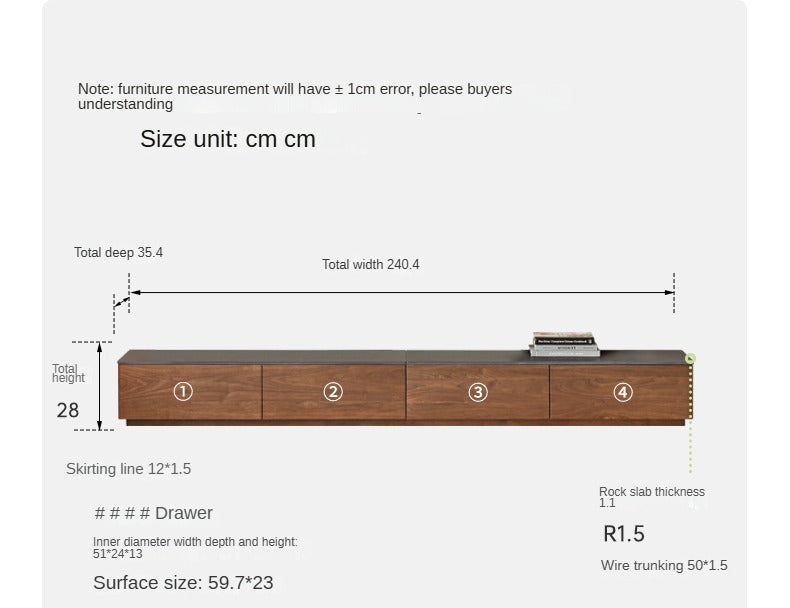 Black Walnut Solid Wood TV Stand Rock Slab: