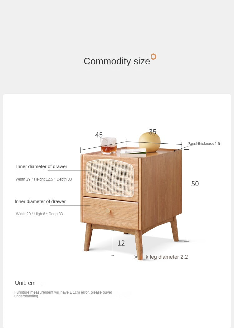 Oak rattan solid wood  Nightstand: