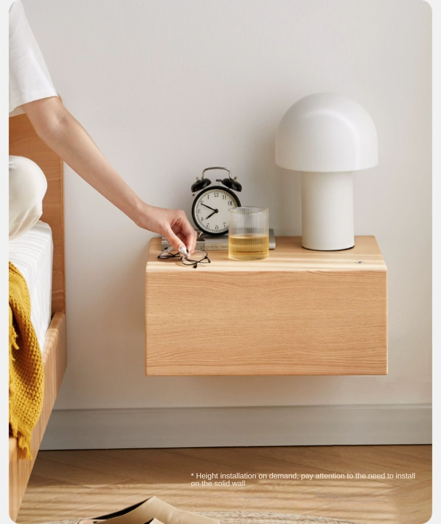 Oak, Poplar solid wood Suspension Nightstand.