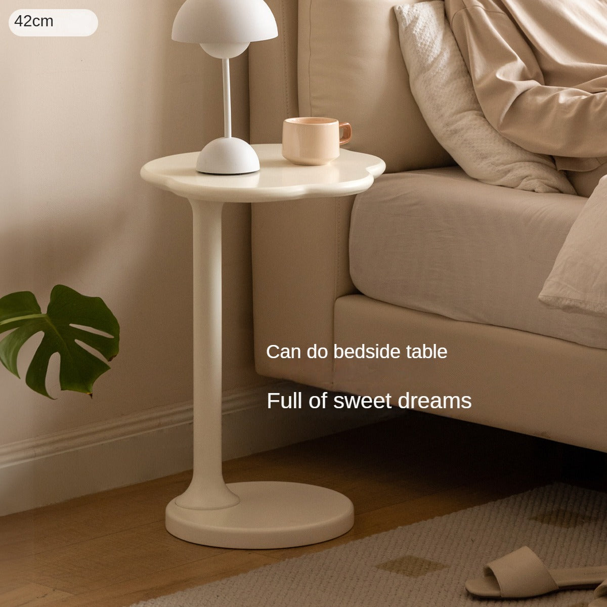 Poplar Solid wood cloud side table cream wind corner)