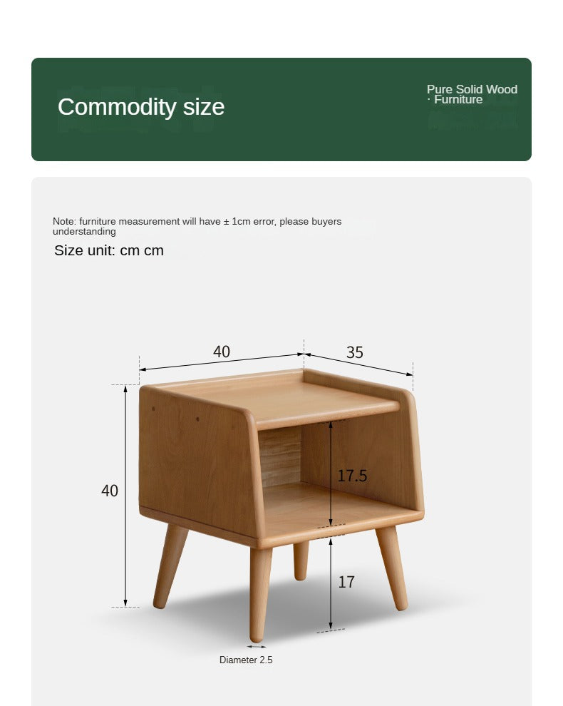 Beech solid wood Fully open nightstand :