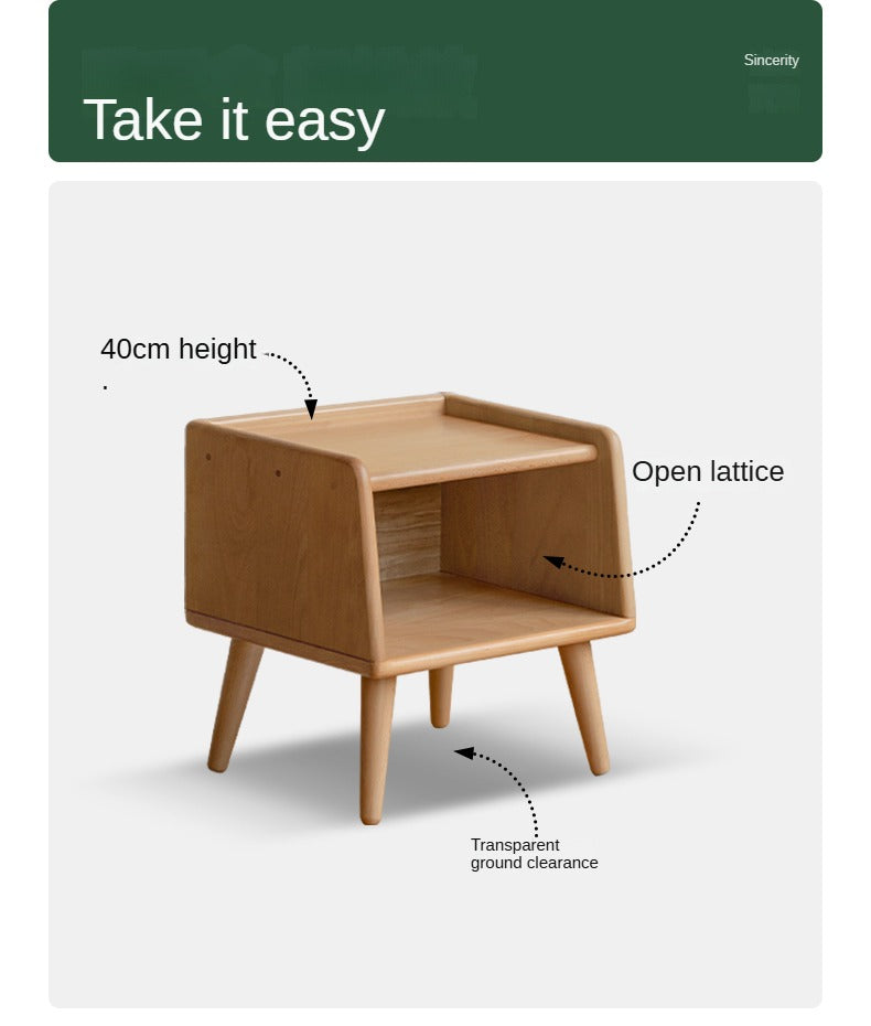 Beech solid wood Fully open nightstand :