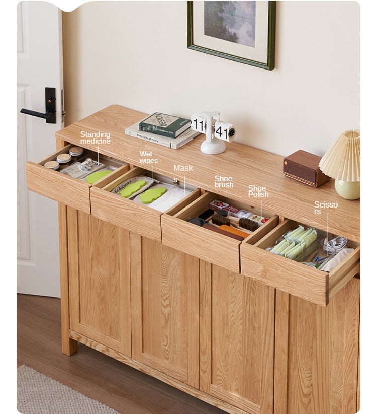 Oak Solid Wood Shoe Cabinet