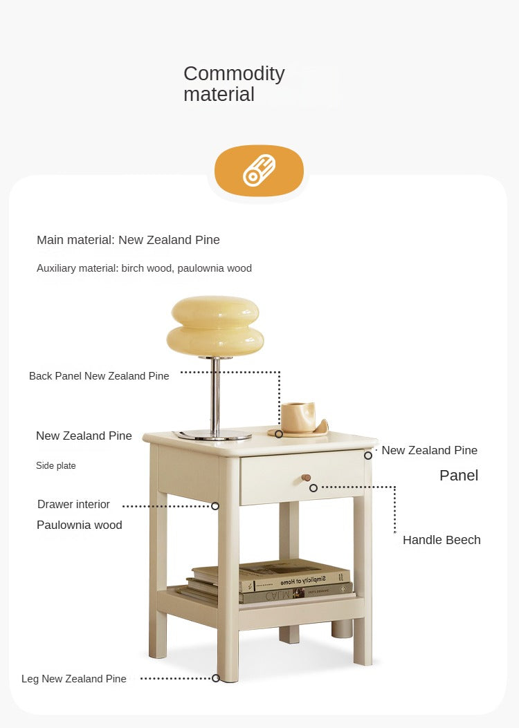 Pine solid wood Single drawer nightstand.