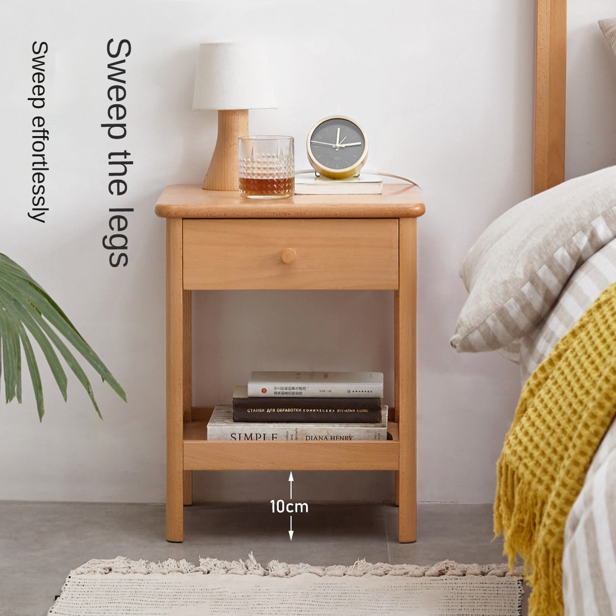 Beech solid wood nightstand: