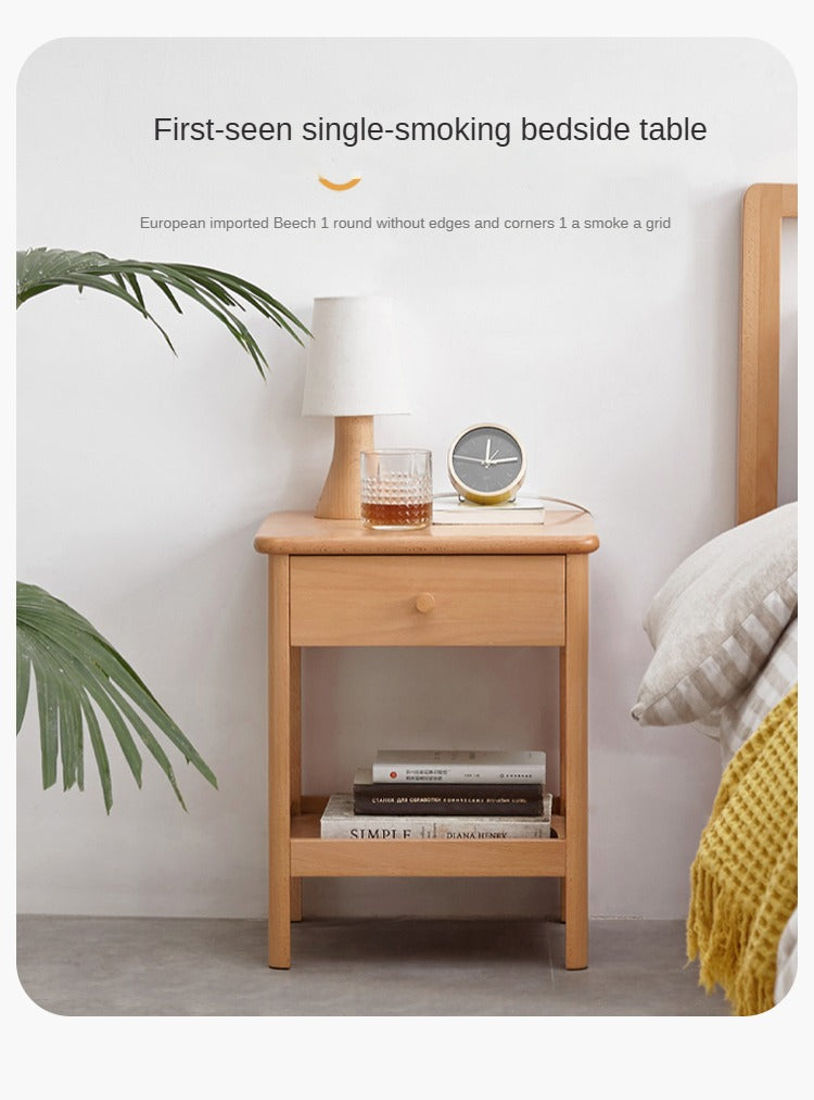 Beech solid wood nightstand: