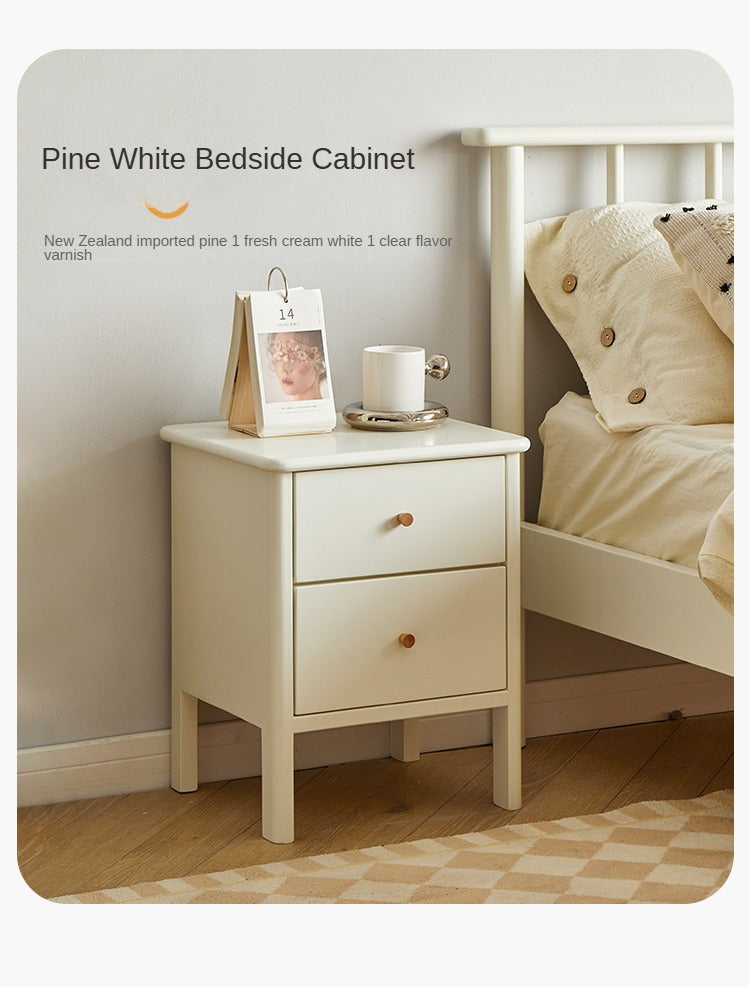 Beech solid wood white luxury night stand.