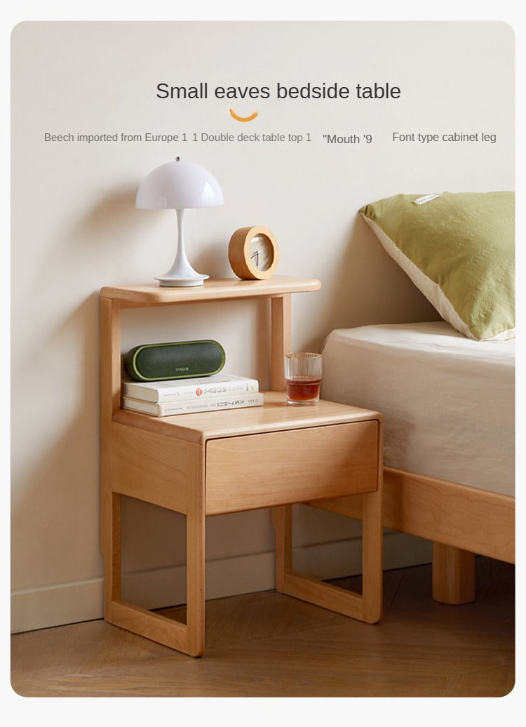 European beech solid wood nightstand.