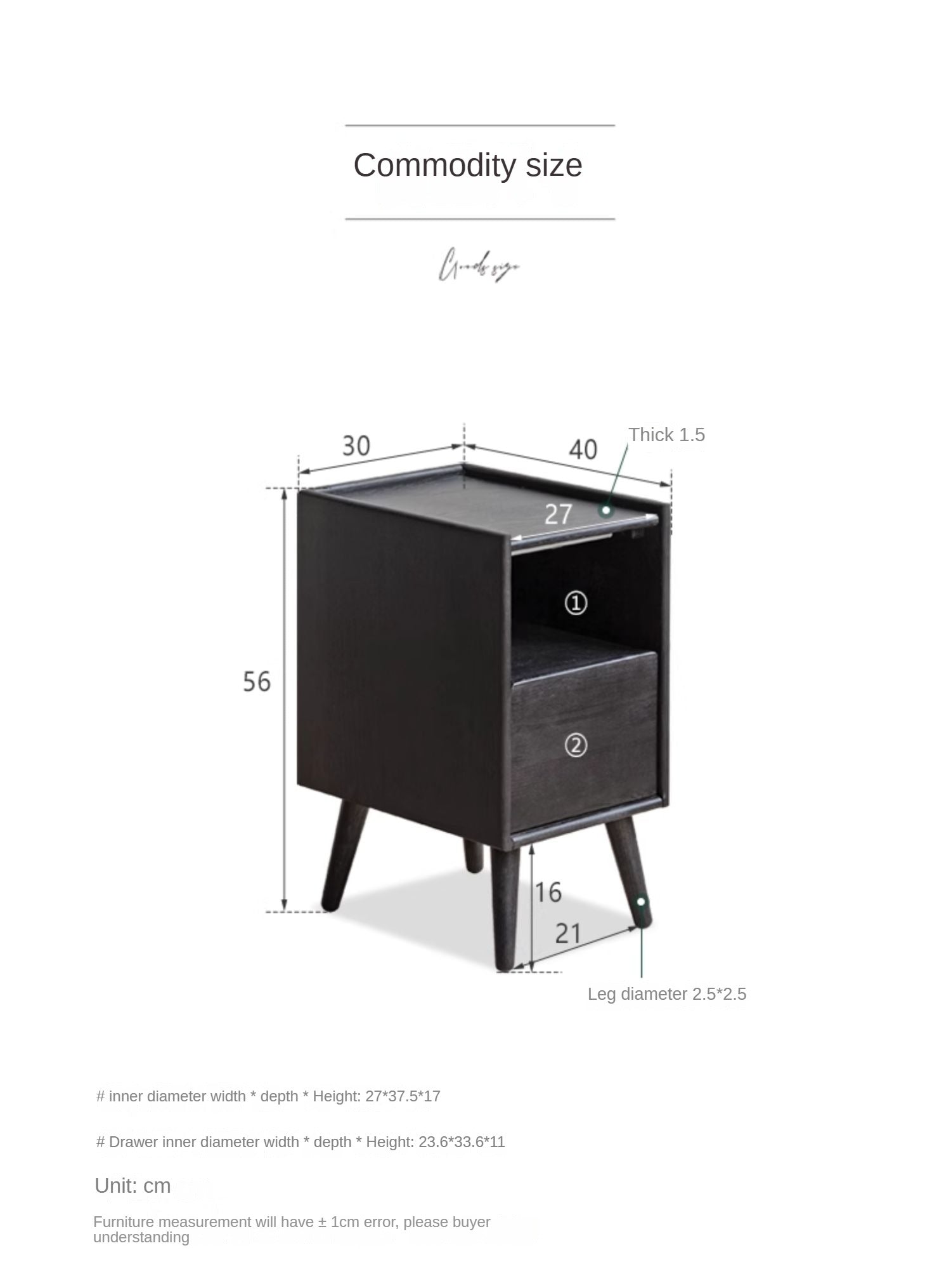 Oak solid wood ultra-narrow Soft light sensor Nightstand.