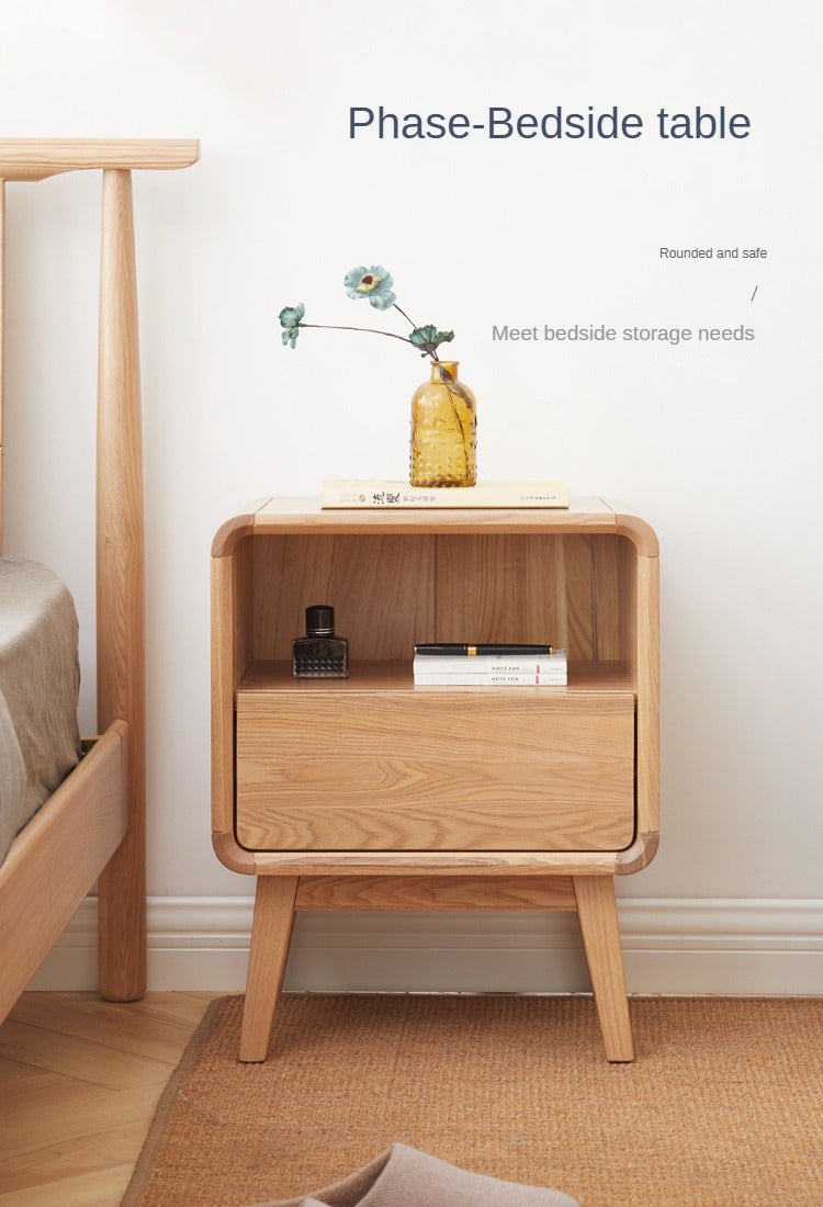 Ash solid wood storage modern nightstand