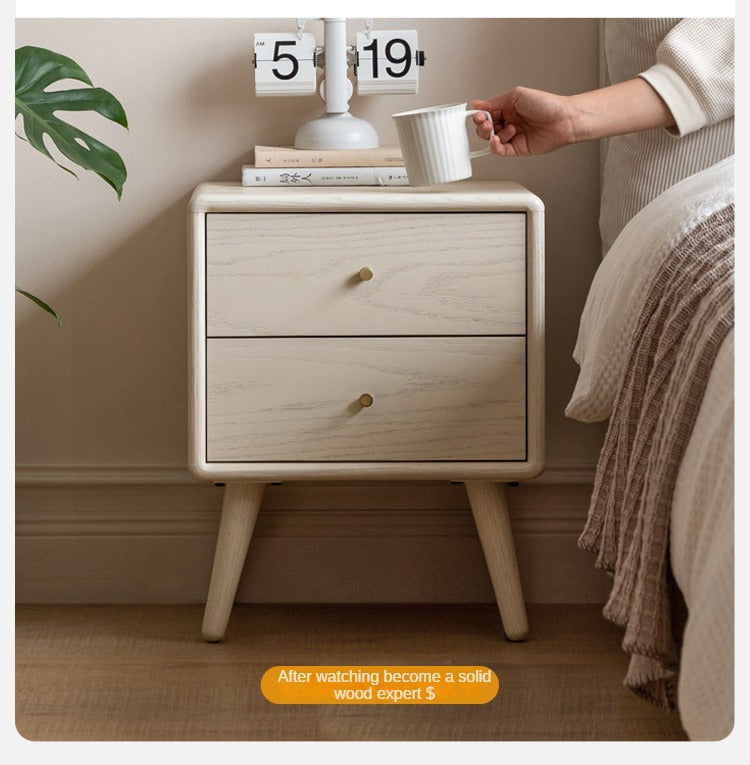 Oak solid wood Double drawer nightstand.