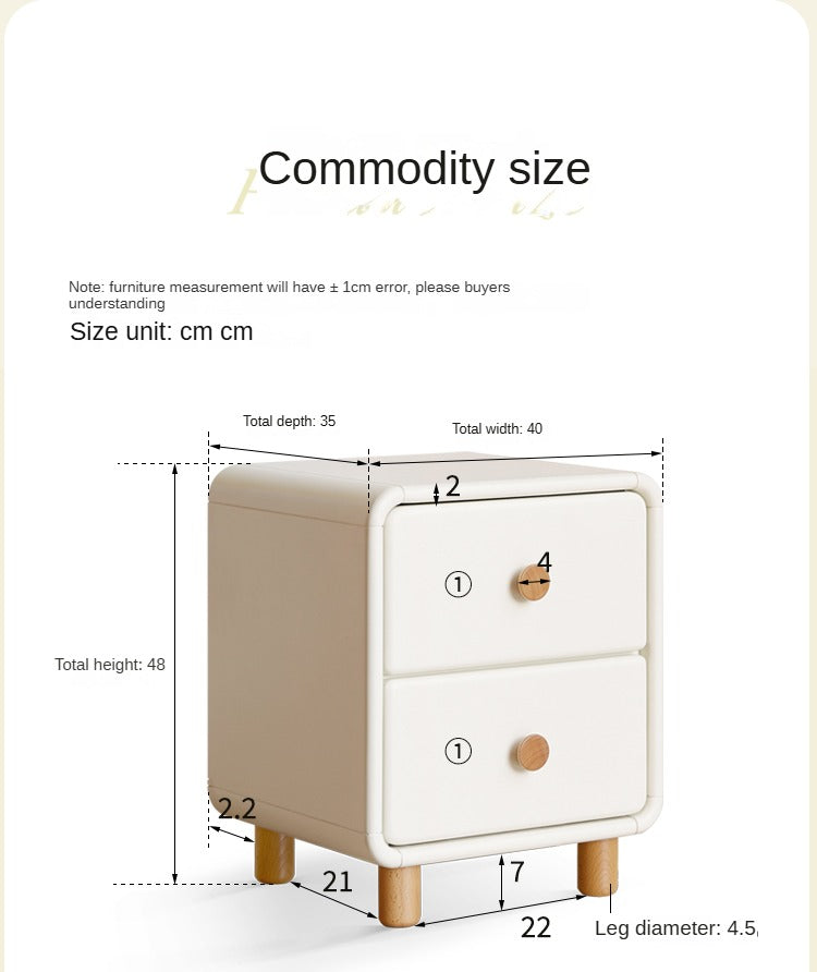 Poplar solid wood nightstand cream style white cabinet)