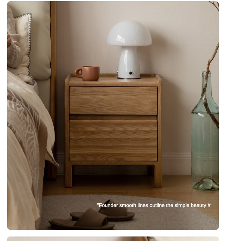 Ash Solid Wood Small Nightstand