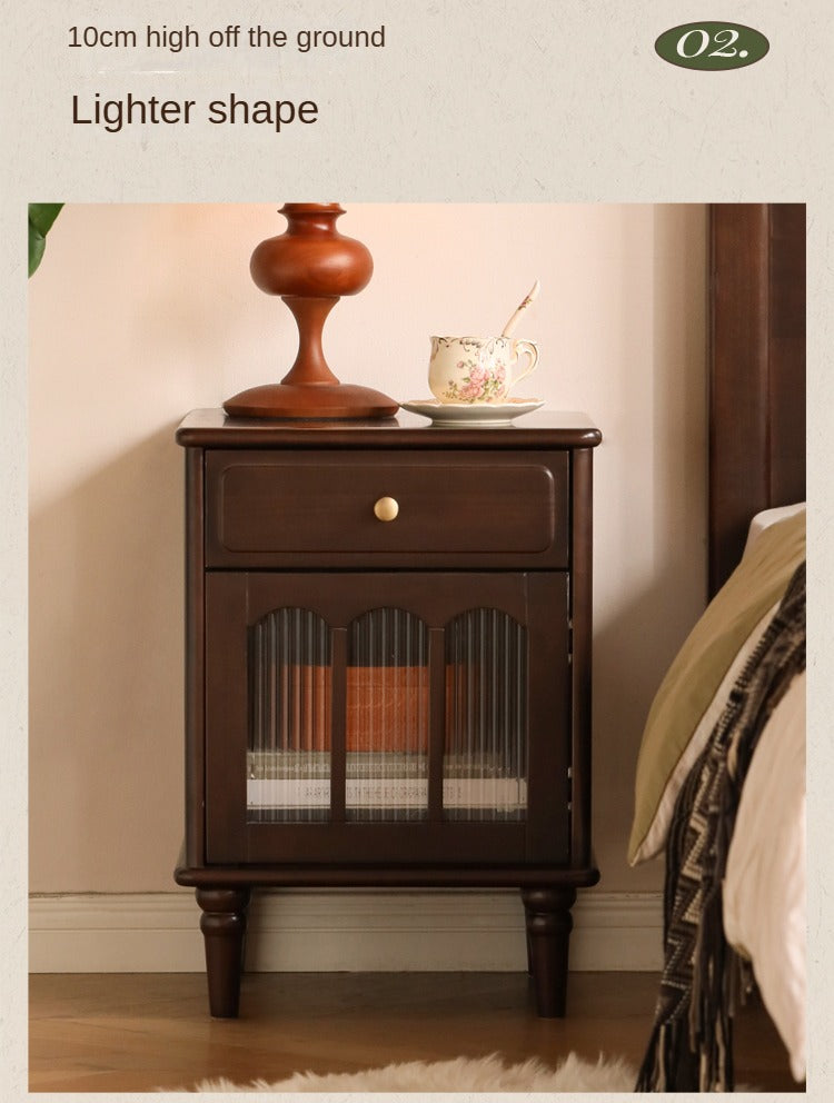 Poplar Solid Wood American Retro nightstand,