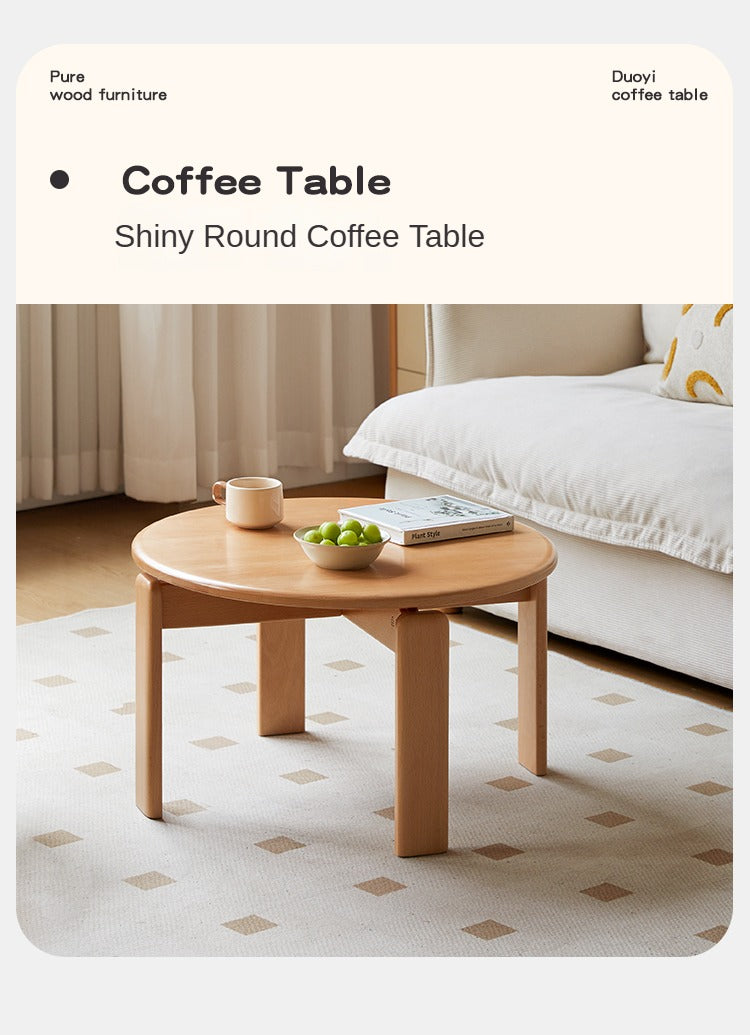 Beech solid wood modern European round coffee table