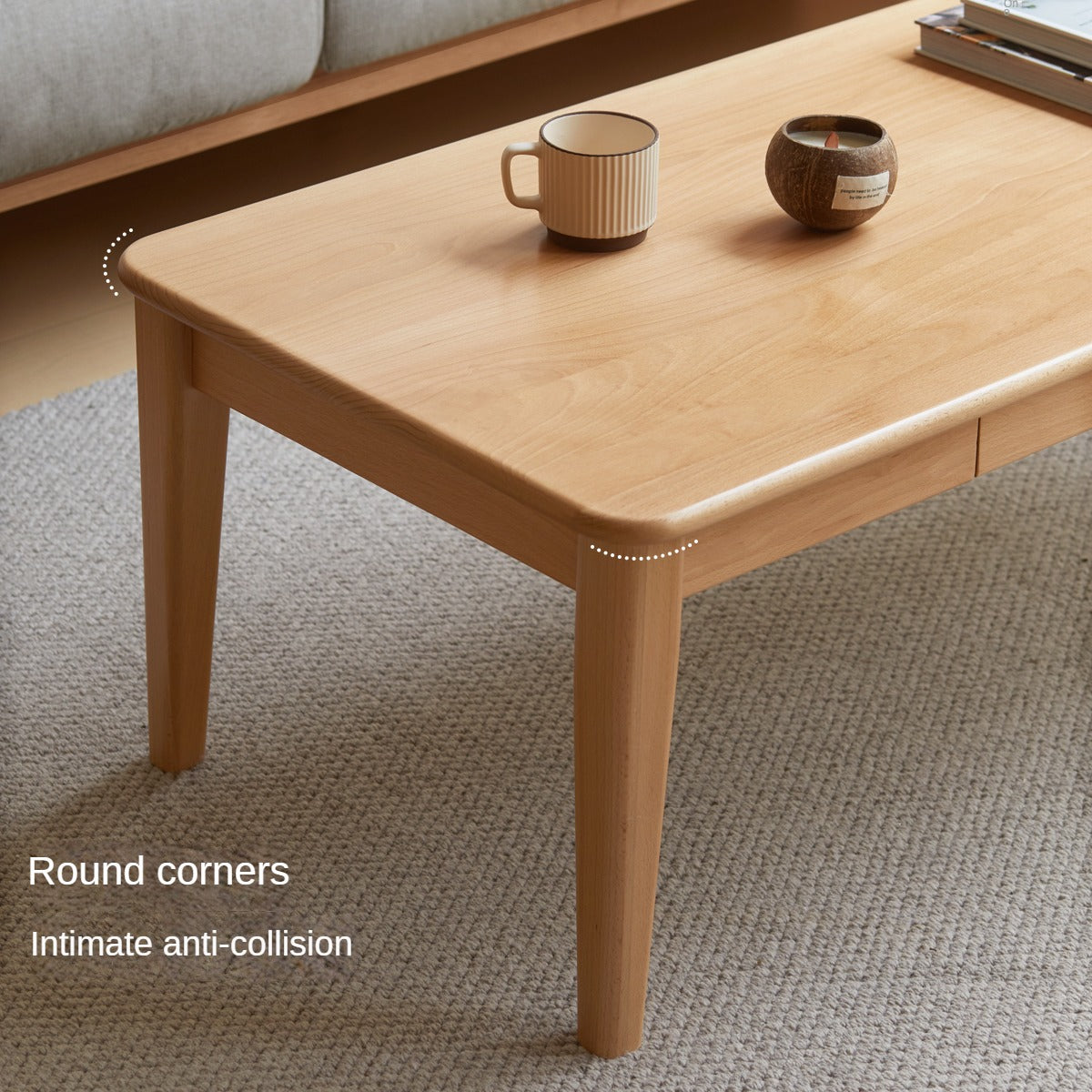 Beech solid wood coffee table modern-