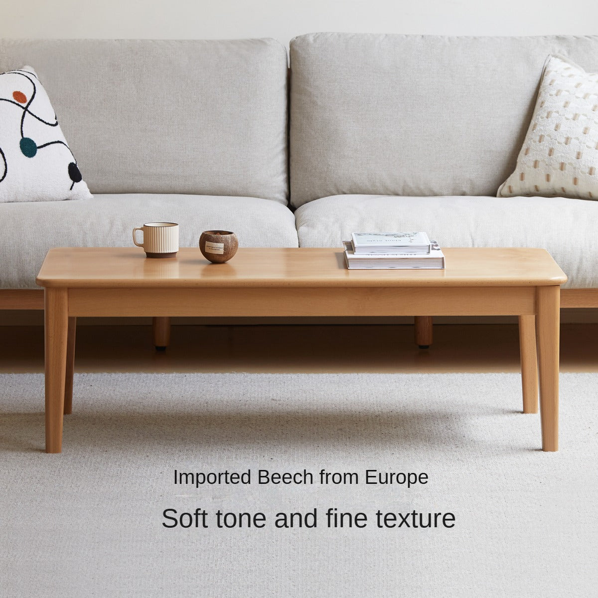 Beech solid wood coffee table modern-