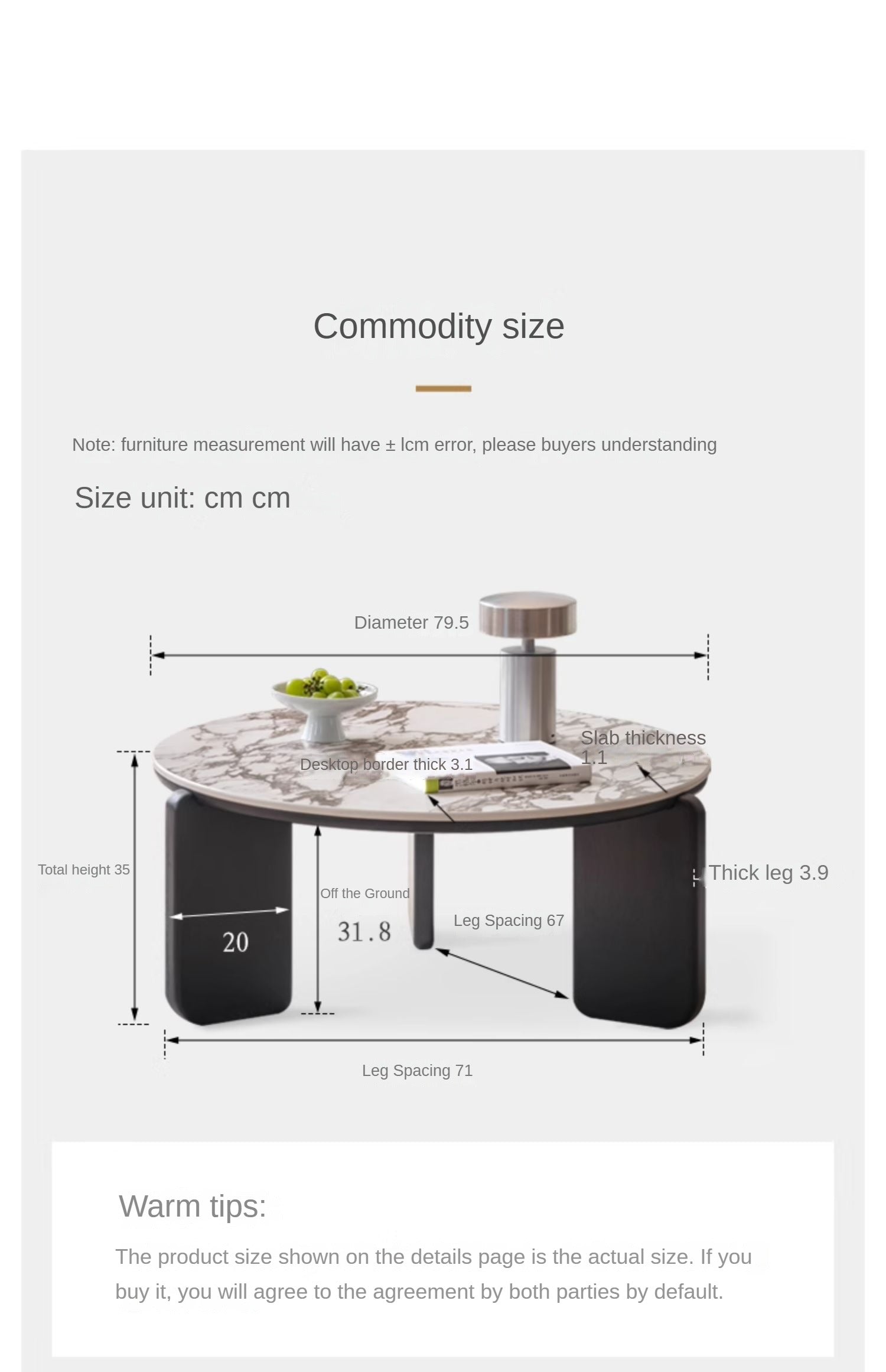 Oak Solid Wood Italian Light Luxury Rock Plate Coffee Table