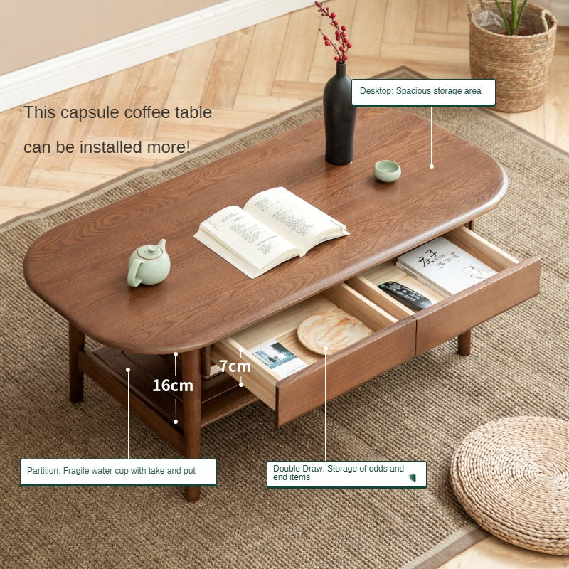 Oak Solid Wood storage coffee Table: