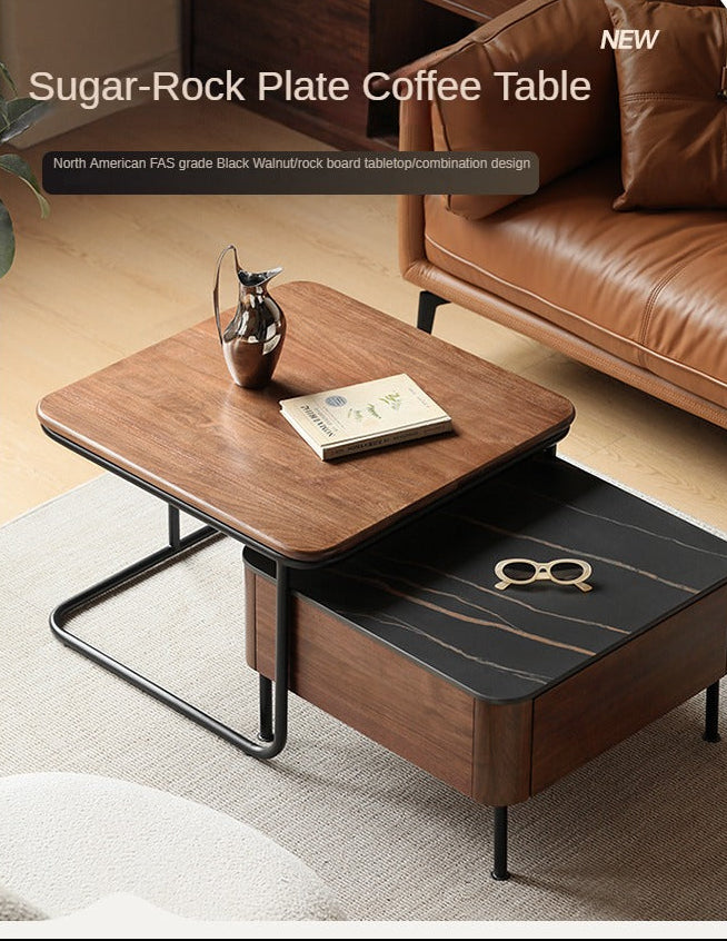 Sandalwood, Oak, Black Walnut Solid Wood Slate Top Coffee Table