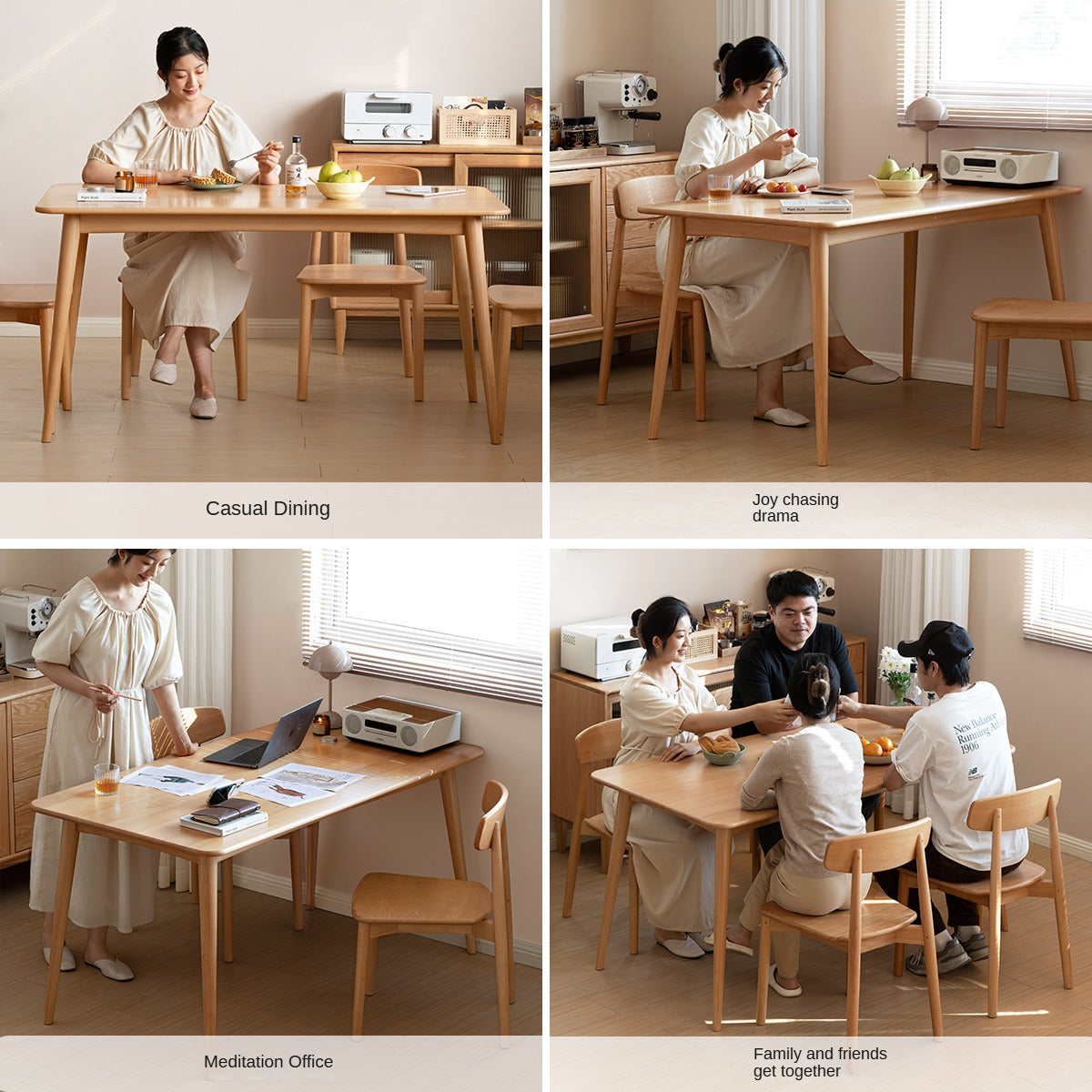 Beech solid wood dining table