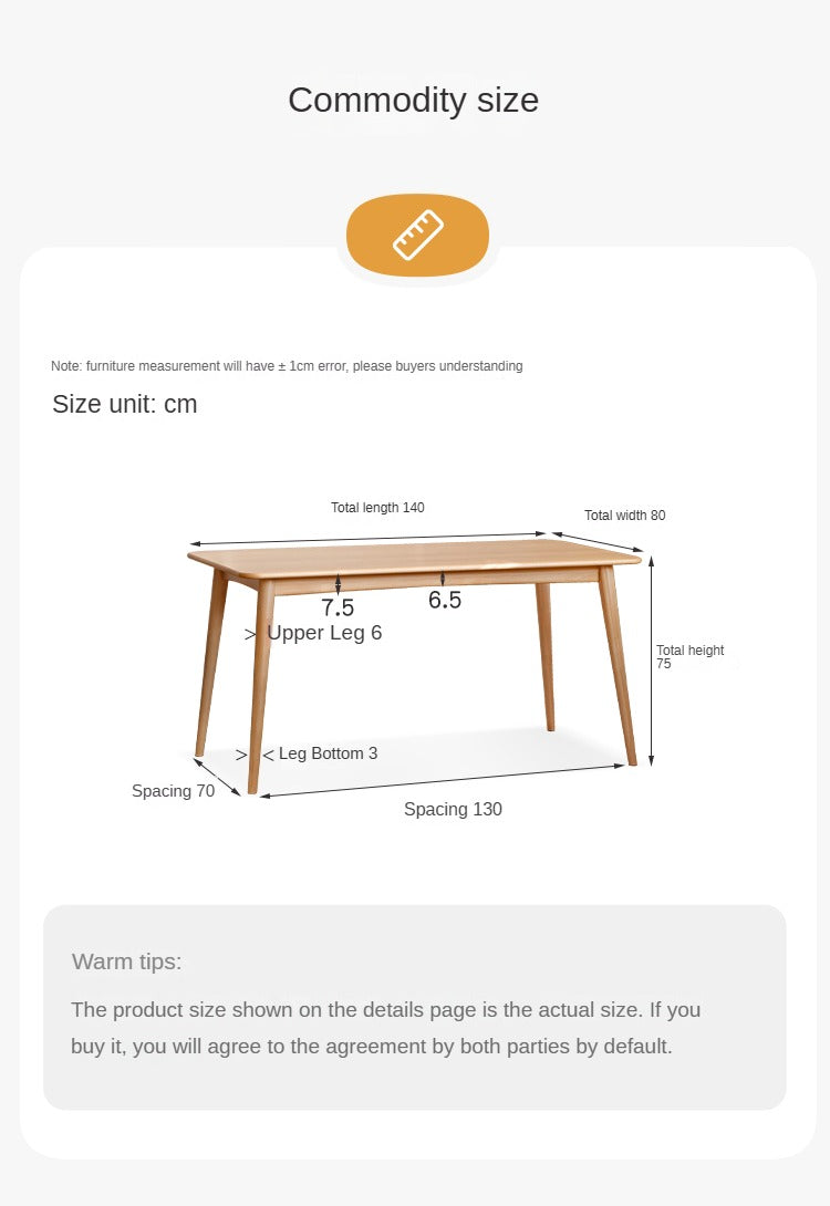 Beech solid wood dining table