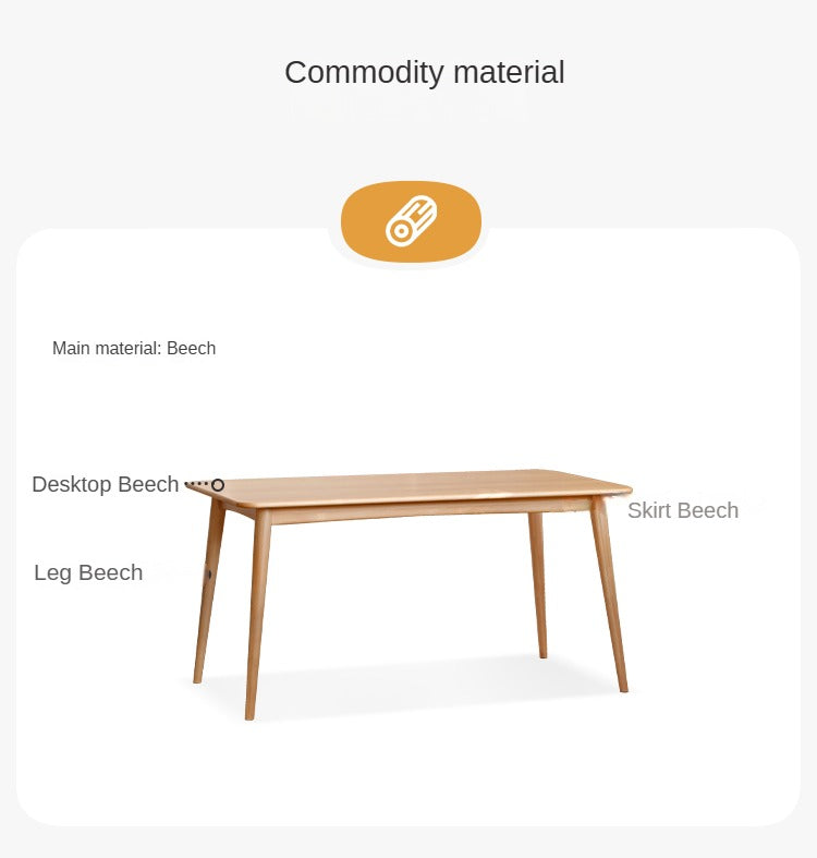 Beech solid wood dining table