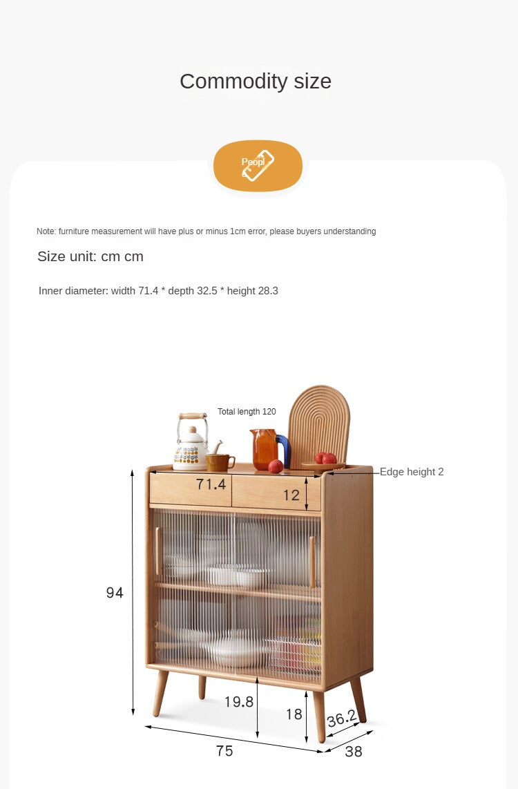 Beech Solid Wood Dining Sideboard Sliding Door