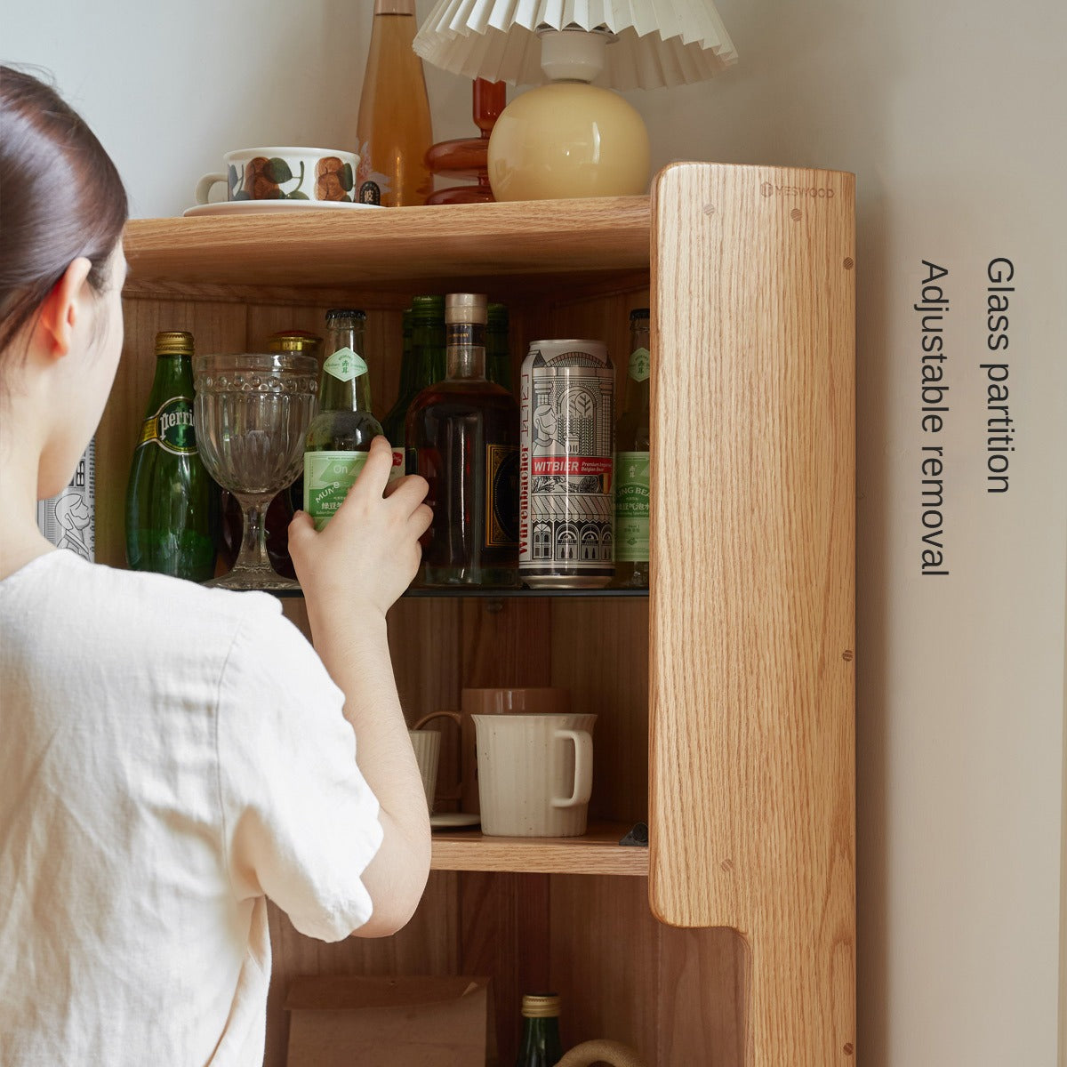 Oak Solid Wood Corner Side Cabinet