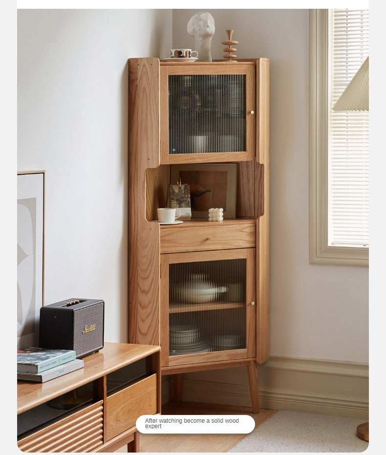 Oak Solid Wood Corner Side Cabinet