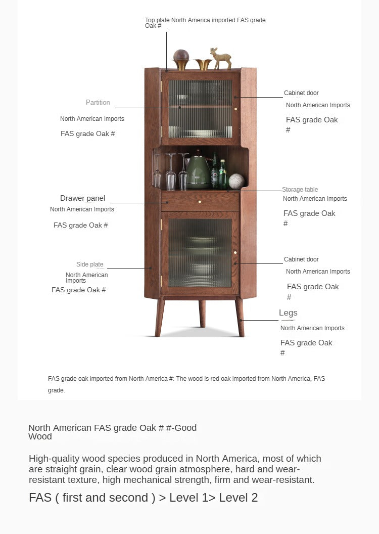 Oak Solid Wood Corner Side Cabinet