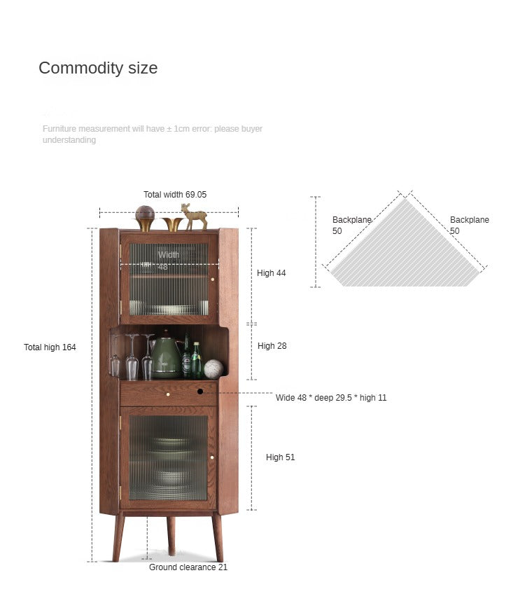 Oak Solid Wood Corner Side Cabinet