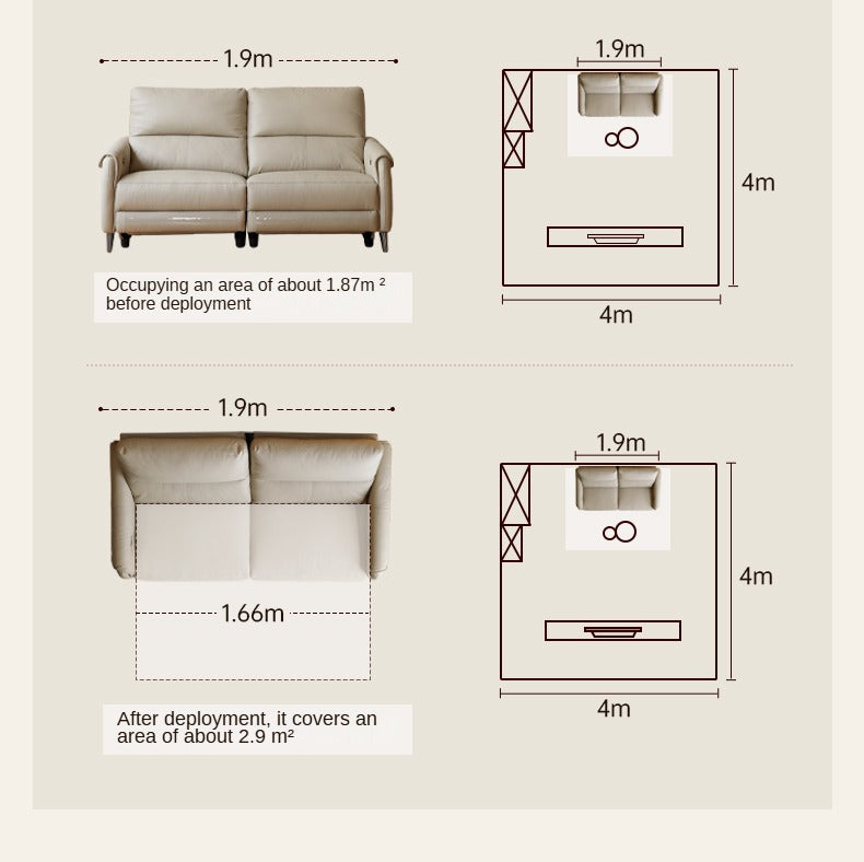 Leather sofa multifunctional telescopic electric sofa