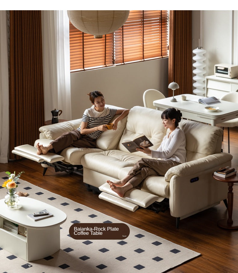 Leather Functional Sofa Cream Style Electric Sofa