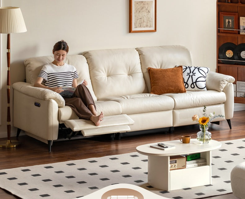 Leather Functional Sofa Cream Style Electric Sofa