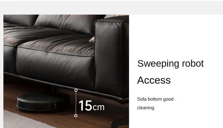 Leather high-legged sofa Italian minimalist big black bull